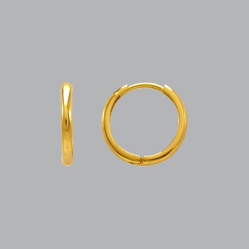 14K YELLOW GOLD LADIES GIRLS HUGGIE HOOP EARRINGS 15mm (1 of 1)