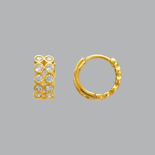 14K YELLOW GOLD LADIES GIRLS CZ HUGGIE EARRINGS BUBBLE (1 of 1)