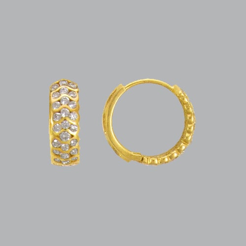 14K YELLOW GOLD LADIES GIRLS CZ HUGGIE HOOP EARRINGS: NEW 14K YELLOW GOLD HUGGIE EARRINGS New 14K Yellow Gold Hoop Earrings Measures: 5mm Wide x 17mm in Diameter Earrings have a polished finish Set with Cubic Zirconia Snap closure Stamp: 14k Avg Weight: