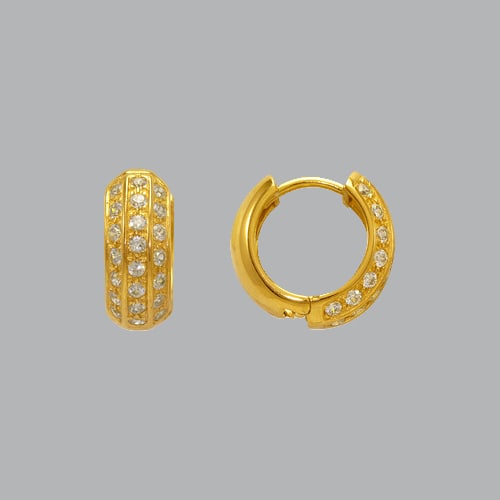 14K YELLOW GOLD LADIES GIRLS CZ HUGGIE HOOP EARRINGS: NEW 14K YELLOW GOLD HUGGIE EARRINGS New 14K Yellow Gold Hoop Earrings Measures: 6mm Wide x 14mm in Diameter Earrings have a polished finish Set with Cubic Zirconia Snap closure Stamp: 14k Avg Weight: