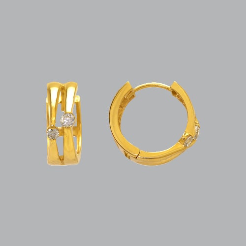 14K YELLOW GOLD LADIES GIRLS CZ HUGGIE HOOP EARRINGS: NEW 14K YELLOW GOLD HUGGIE EARRINGS New 14K Yellow Gold Hoop Earrings Measures: 6mm Wide x 16mm in Diameter Earrings have a polished finish Set with Cubic Zirconia Snap closure Stamp: 14k Avg Weight: