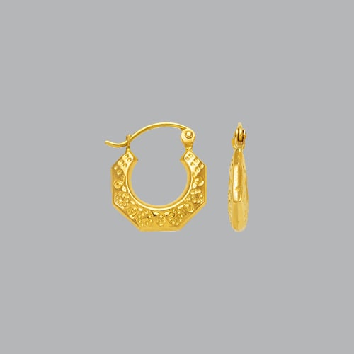 NEW 14K YELLOW GOLD LADIES FANCY HOLLOW SHRIMP EARRINGS (1 of 1)