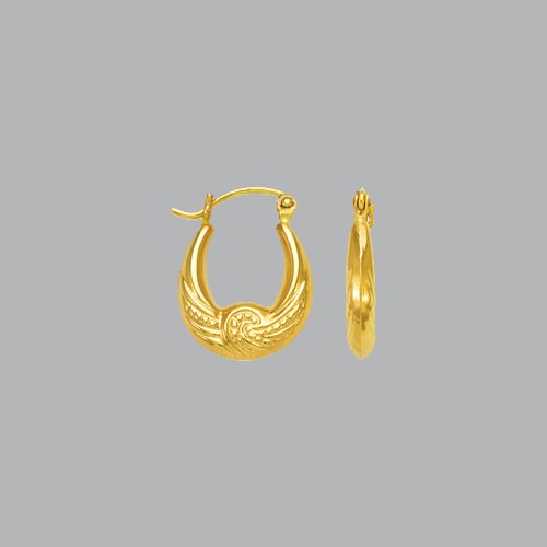 NEW 14K YELLOW GOLD LADIES FANCY HOLLOW SHRIMP EARRING (1 of 1)