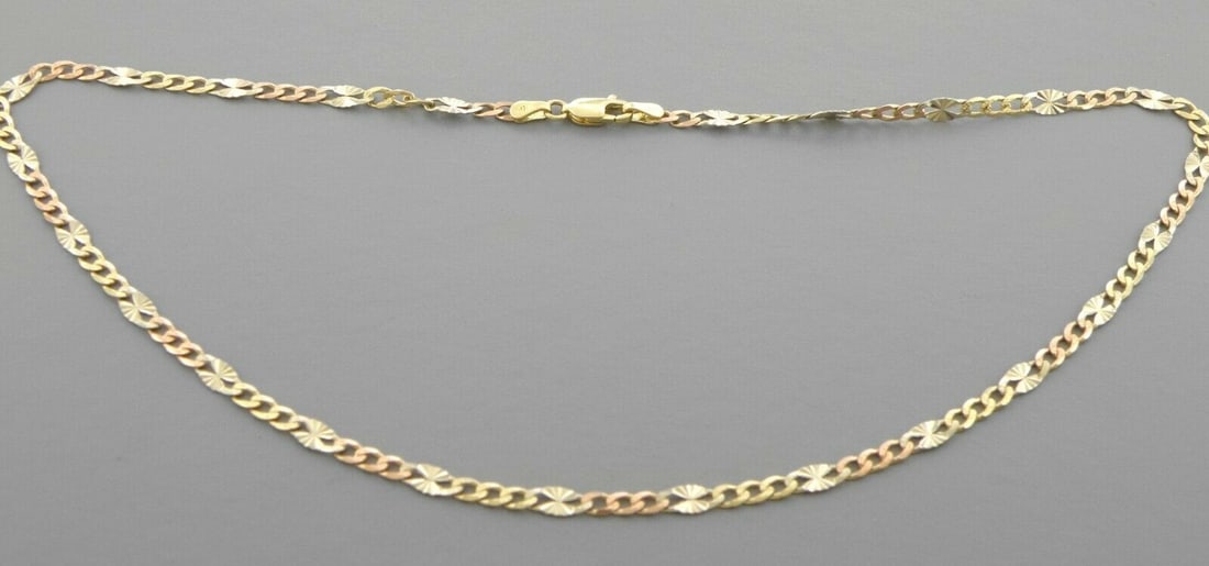 NEW 14K TRI COLOR GOLD FIGARO STAR CHAIN NECKLACE (1 of 2)