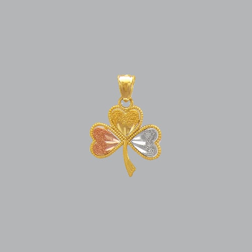 NEW 14K TRI COLOR GOLD FANCY CLOVER PENDANT (1 of 1)