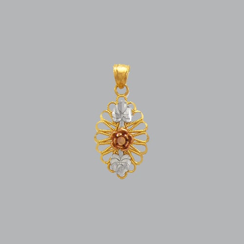 14K TRI COLOR GOLD FANCY FLOWER ROSE PENDANT (1 of 1)