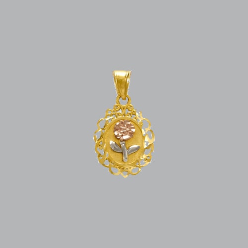 14K TRI COLOR GOLD FANCY FLOWER ROSE PENDANT (1 of 1)