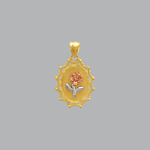 14K TRI COLOR GOLD FANCY FLOWER ROSE PENDANT (1 of 1)