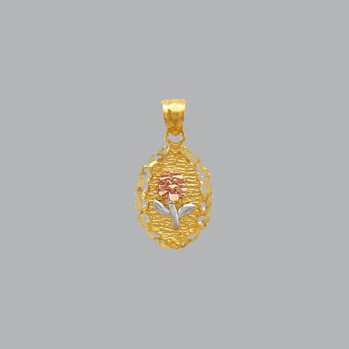 14K TRI COLOR GOLD FANCY FLOWER ROSE PENDANT (1 of 1)