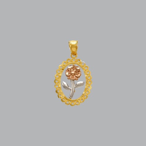 14K TRI COLOR GOLD FANCY FLOWER ROSE PENDANT (1 of 1)