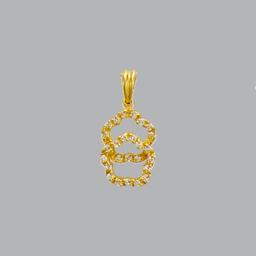 14K YELLOW GOLD LADIES FANCY DOUBLE FLOWER CZ PENDANT (1 of 1)
