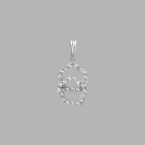 14K WHITE GOLD LADIES FANCY DOUBLE FLOWER CZ PENDANT: NEW 14K WHITE GOLD PENDANT New 14K White Gold Pendant Measures: 13mm Wide x 17mm Long Flower pendant Set with CZ Pendant has a polished finish Stamp: 14k Avg Weight: 2.5g No chain Included