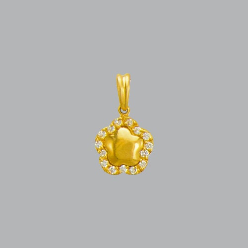 14K YELLOW GOLD LADIES FANCY FLOWER CZ PENDANT (1 of 1)