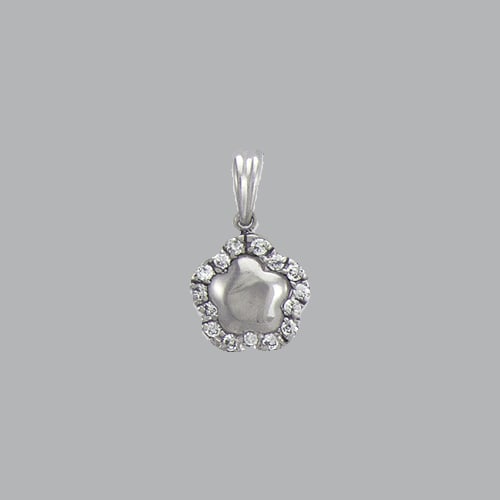 14K WHITE GOLD LADIES FANCY FLOWER CZ PENDANT: NEW 14K WHITE GOLD PENDANT New 14K White Gold Pendant Measures: 13mm Wide x 13mm Long Flower pendant Set with CZ Pendant has a polished finish Stamp: 14k Avg Weight: 2.2g No chain Included