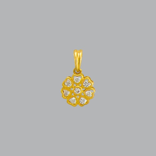 14K YELLOW GOLD LADIES FANCY HEARTS FLOWER CZ PENDANT (1 of 1)