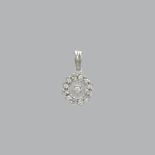 14K WHITE GOLD LADIES FANCY CIRCLE CZ PENDANT (1 of 1)