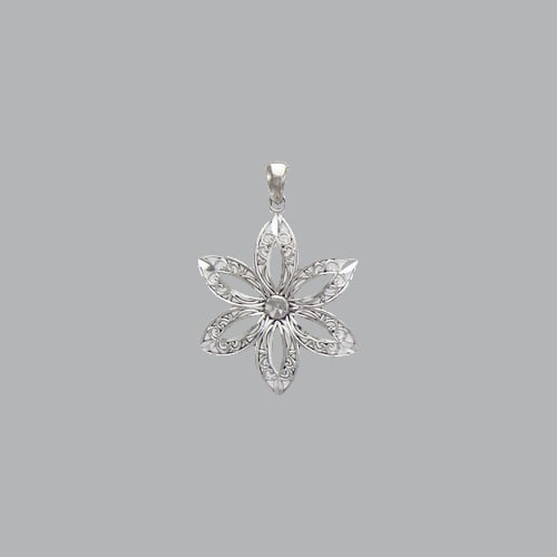 NEW 14K WHITE GOLD FLOWER PENDANT 23mm (1 of 2)
