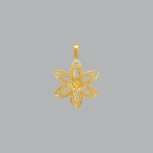 NEW 14K YELLOW GOLD FLOWER PENDANT 23mm (1 of 2)