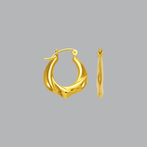 14K YELLOW GOLD LADIES FANCY HOLLOW SHRIMP HOOP EARRING (1 of 1)