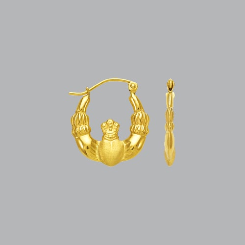 14K YELLOW GOLD LADIES FANCY HOLLOW SHRIMP HOOP EARRING (1 of 1)