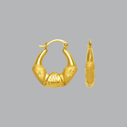 14K YELLOW GOLD LADIES FANCY HOLLOW SHRIMP HOOP EARRING (1 of 1)
