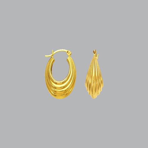 14K YELLOW GOLD LADIES FANCY HOLLOW SHRIMP HOOP EARRING (1 of 1)