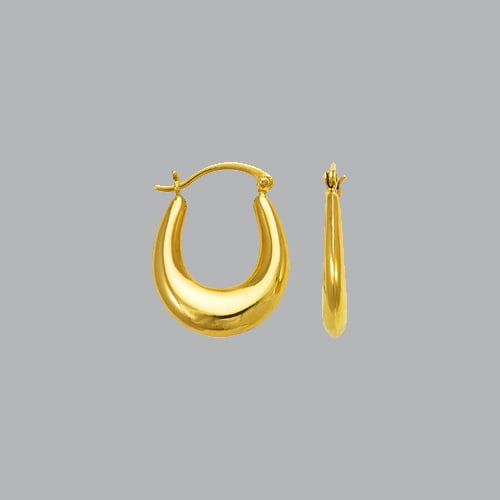 14K YELLOW GOLD LADIES HOLLOW SHRIMP HOOP EARRINGS: NEW 14K YELLOW GOLD EARRINGS New 14K Yellow Gold Earrings Measures: apx 17mm in diameter Hollow Shrimp Earrings with clasp backing Earrings have a polished finish Stamp: 14k Avg Weight: 1.4g
