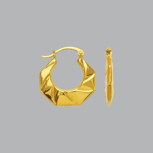 14K YELLOW GOLD LADIES HOLLOW SHRIMP HOOP EARRINGS: NEW 14K YELLOW GOLD EARRINGS New 14K Yellow Gold Earrings Measures: apx 20mm in diameter Hollow Shrimp Earrings with clasp backing Earrings have a polished finish Stamp: 14k Avg Weight: 1.7g