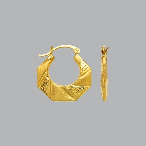 14K YELLOW GOLD LADIES FANCY SHRIMP HOOP EARRINGS (1 of 1)