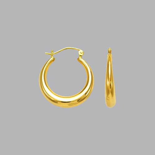 14K YELLOW GOLD LADIES HOLLOW SHRIMP HOOP EARRINGS: NEW 14K YELLOW GOLD EARRINGS New 14K Yellow Gold Earrings Measures: apx 20mm in diameter Hollow Shrimp Earrings with clasp backing Earrings have a polished finish Stamp: 14k Avg Weight: 1.6g