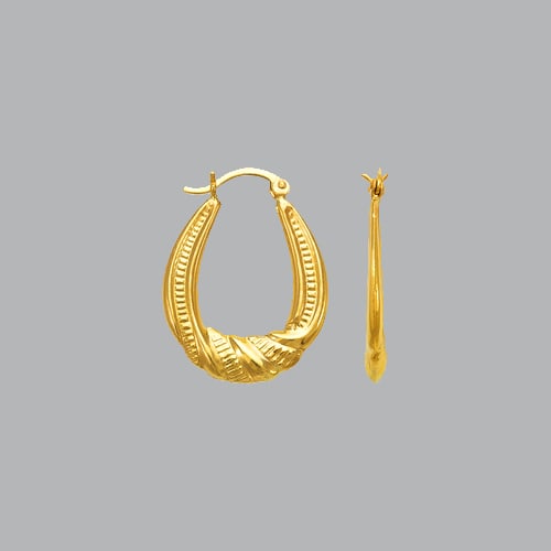 14K YELLOW GOLD LADIES FANCY HOLLOW SHRIMP HOOP EARRING (1 of 1)