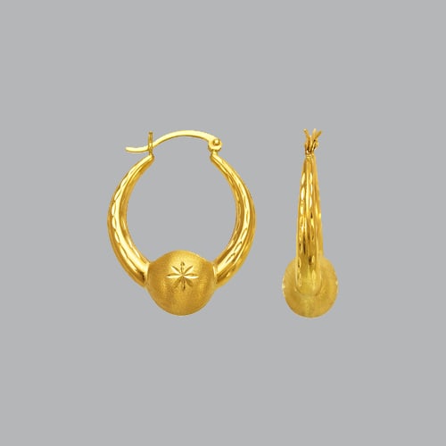 14K YELLOW GOLD LADIES FANCY HOLLOW SHRIMP HOOP EARRING (1 of 1)