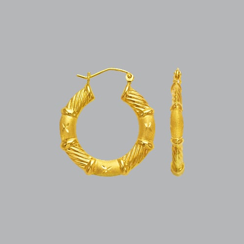 14K YELLOW GOLD LADIES HOLLOW SHRIMP HOOP EARRINGS: NEW 14K YELLOW GOLD EARRINGS New 14K Yellow Gold Earrings Measures: apx 25mm in diameter Hollow Shrimp Earrings with clasp backing Earrings have a polished and satin finish Stamp: 14k Avg Weight: 2g