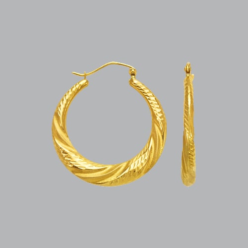 14K YELLOW GOLD FANCY HOLLOW SHRIMP HOOP EARRINGS (1 of 1)