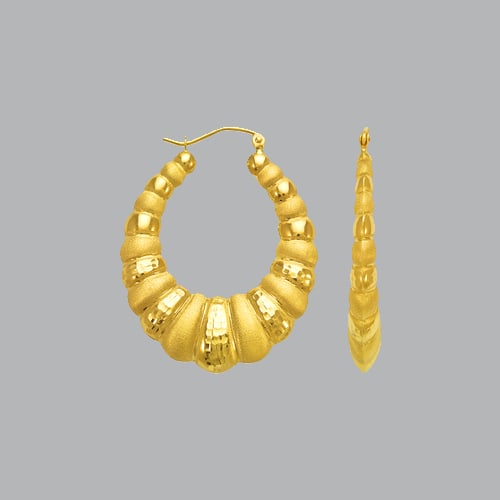 14K YELLOW GOLD LADIES HOLLOW SHRIMP HOOP EARRINGS (1 of 1)