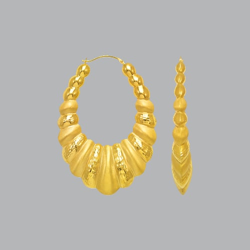 14K YELLOW GOLD LADIES FANCY HOLLOW SHRIMP HOOP EARRING (1 of 1)