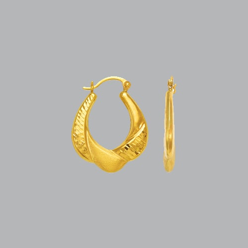 14K YELLOW GOLD LADIES FANCY HOLLOW HOOP EARRINGS (1 of 1)