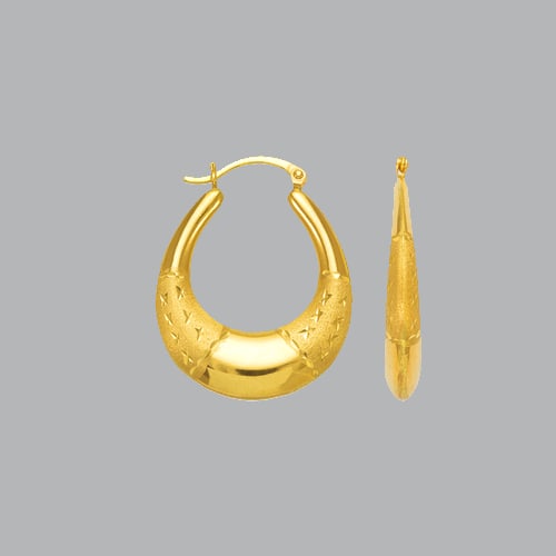 14K YELLOW GOLD LADIES FANCY HOLLOW HOOP EARRINGS (1 of 1)