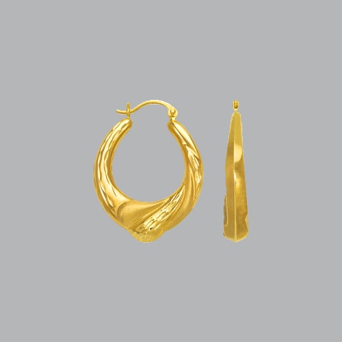 14K YELLOW GOLD LADIES FANCY HOLLOW HOOP EARRINGS (1 of 1)