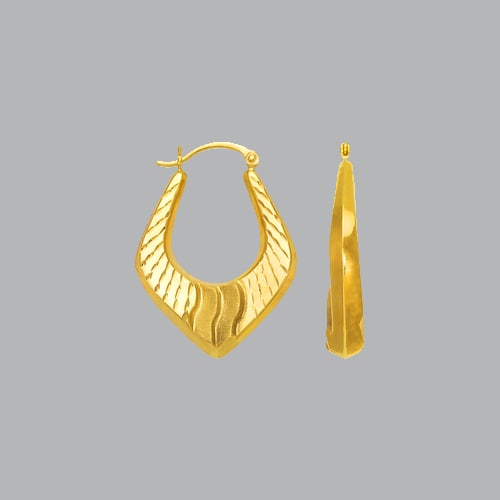 14K YELLOW GOLD LADIES FANCY HOLLOW HOOP EARRINGS (1 of 1)