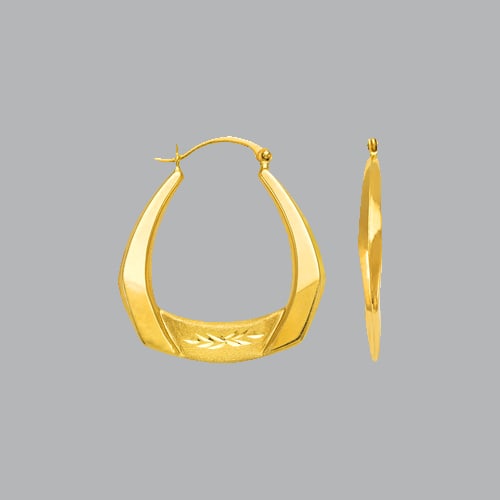 14K YELLOW GOLD LADIES FANCY HOLLOW HOOP EARRINGS (1 of 1)