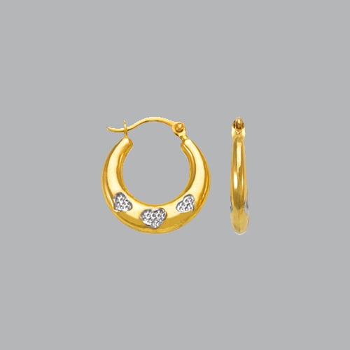 14K YELLOW GOLD FANCY HOLLOW SHRIMP HOOP EARRINGS HEART: NEW 14K YELLOW GOLD EARRINGS New 14K Yellow Gold Earrings Measures: 15mm in diameter Hollow Shrimp Earrings with clasp backing Earrings have a polished finish Super Light Stamp: 14k Avg Weight: 0.5g