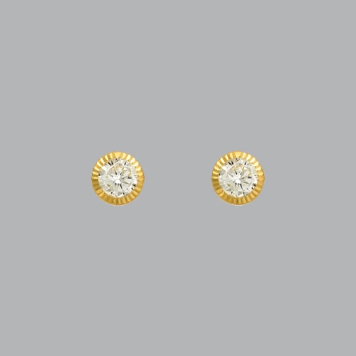 14K YELLOW GOLD DIAMOND CUT STUD CZ EARRINGS 5mm (1 of 2)