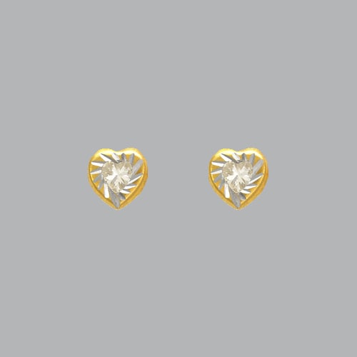 14K TWO TONE GOLD STUD CZ EARRINGS SCREW BACK HEART: NEW 14K TWO TONE GOLD STUD EARRINGS New 14K Two Tone Gold Earrings Measures: 6 x 6 mm Stud Earrings with Cubic Zirconia Earrings have a polished finish Screw back Stamp: 14k Avg Weight: under 1g