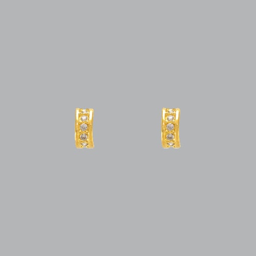 14K YELLOW GOLD STUD CZ EARRINGS SCREW BACK MINI HUGGIE: NEW 14K YELLOW GOLD STUD EARRINGS New 14K Yellow Gold Earrings Measures: 2mm W x 5mm H Stud Earrings with Cubic Zirconia Earrings have a polished finish Screw back Stamp: 14k Avg Weight: under 1g