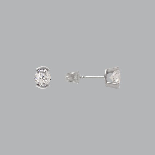 14K WHITE GOLD LADIES GIRLS STUD CZ EARRINGS SIZES 3mm (1 of 1)