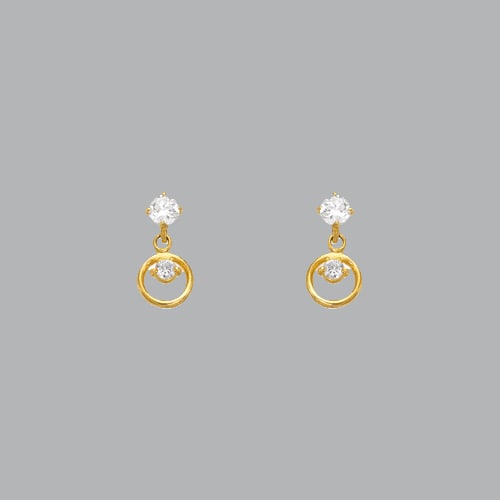 14K YELLOW GOLD GIRLS DANGLE CZ EARRINGS SCREW BACK (1 of 2)