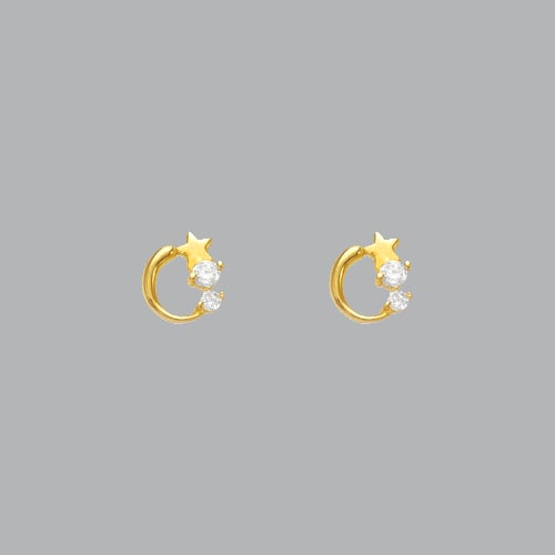14K YELLOW GOLD LADIES GIRLS STUD CZ EARRINGS STAR: NEW 14K YELLOW GOLD STUD EARRINGS New 14K Yellow Gold Earrings Measures: 6mm W x 6mm H Earrings with Cubic Zirconia Earrings have a polished finish Screw back Stamp: 14k Avg Weight: under 1g
