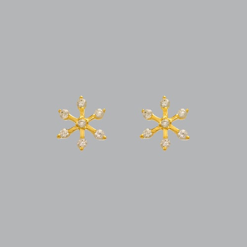 14K YELLOW GOLD STUD CZ EARRINGS SCREW BACK SNOWFLAKE: NEW 14K YELLOW GOLD STUD EARRINGS New 14K Yellow Gold Earrings Measures: 10mm W x 10mm H Earrings with Cubic Zirconia Earrings have a polished finish Screw back Stamp: 14k Avg Weight: APX 1g