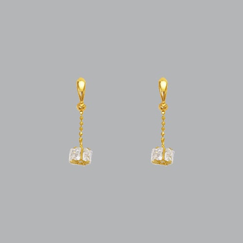 14K YELLOW GOLD STUD CZ EARRINGS SCREW BACK CUBE: NEW 14K YELLOW GOLD STUD EARRINGS New 14K Yellow Gold Earrings Measures: 5mm W x 20mm H Earrings with Cubic Zirconia Earrings have a polished finish Screw back Stamp: 14k Avg Weight: Apx 1g